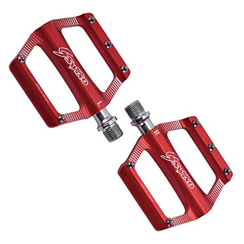 Mountain Bike Pedal : DSFHKUYB Mountain Bike Pedals, Aluminum Alloy Road Flat Bicycle Pedals, Sealed Bearing Lightweight Colorful Metal Cycling Pedal, red