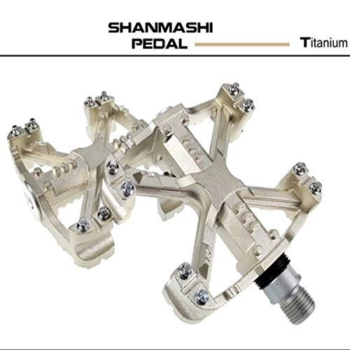 Mountain Bike Pedal : Dulan Ergonomic design pedals, Fixed Gear Bicycle Pedal Aluminum Alloy Wide Bearing Pedal Universal Non-slip Mountain Bike Pedal Cycling Components & Parts (Color : Titanium)
