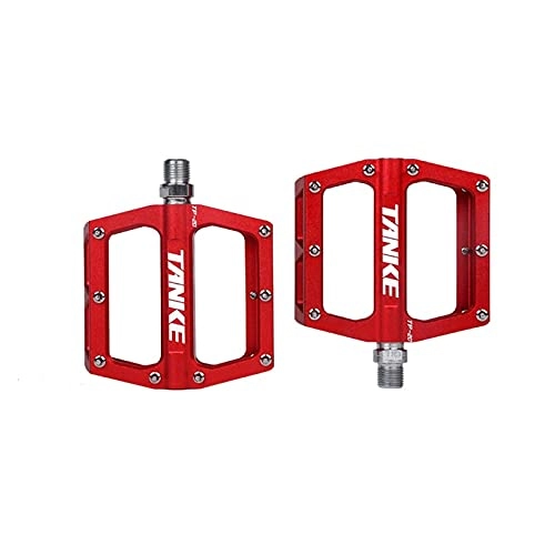 Mountain Bike Pedal : DUNRU Bike Pedal Bicycle Pedals Ultralight Aluminum Alloy Colorful Hollow Anti-skid Bearing Mountain Bike Accessories MTB Foot Pedals Road Bike Pedals (Color : RED A pair)