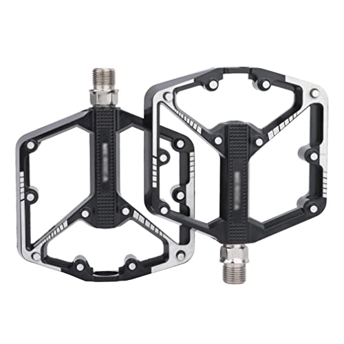 Mountain Bike Pedal : Durable pedals Sturdy pedals Lightweight pedals Mountain Bike Flat Pedals Aluminum Alloy Platform Pedals Non-Slip Sealed DU Bearing 9 / 16'' For Folding Road Bike Cycling BMX (Color : Black, Size : As