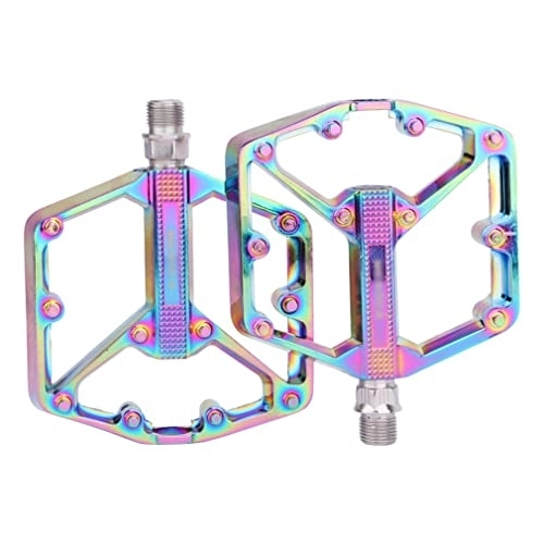 Mountain Bike Pedal : Durable pedals Sturdy pedals Lightweight pedals Mountain Bike Flat Pedals Aluminum Alloy Platform Pedals Non-Slip Sealed DU Bearing 9 / 16'' For Folding Road Bike Cycling BMX (Color : Colorful, Size :