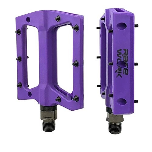 Mountain Bike Pedal : DXLANS Bike Pedals Concise Composite Flat MTB Mountain Bicycle Pedals Nylon Fiber Big Foot Road Bike Bearing Pedales Bicicleta Mtb Mountain Bike Pedals (Color : Purple)