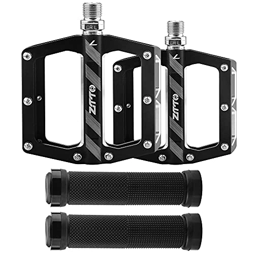 Mountain Bike Pedal : Eamplest Heerda 1 Pair Bicycle Handlebar Grips with 1 Pair of 9 / 16 Inch Pedals Made of Aluminium for Bicycle Mountain Bike Road Bike