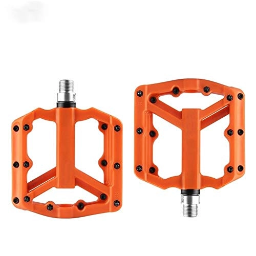 Mountain Bike Pedal : Edward Jackson Bike Mountain Bicycle Road Cycling Nylon Pedals Sealed Bearing Flat Platforms Lightweight Durable Corrosion Resistance Bicycle Pedal Bike Pedal Replacement Accesories (Color : Orange)