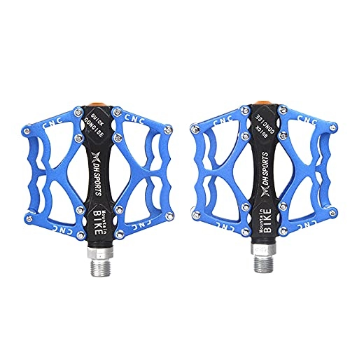 Mountain Bike Pedal : EMFGJ Bicycle Cycling Bike Pedals Aluminum Alloy Mountain Bike Pedals Bicycle Flat Platform Pedals Adjustable for Road Fixie Bikes, Blue