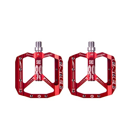 Mountain Bike Pedal : ENLEE Mountain Bike Pedal MTB Pedals 3 Bearing Non-Slip Lightweight Aluminium AlloyBicycle Platform Pedals for BMX MTB 9 / 16" (RED)