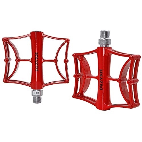 Mountain Bike Pedal : ERREJ Mtb Pedals Road Bike Pedals Mountain Bike Flat Pedals Non-Slip Wide Platform Mountain Bike Pedals Aluminum Alloy Flat Bicycle Pedals (Color : Red, Size : Free size)