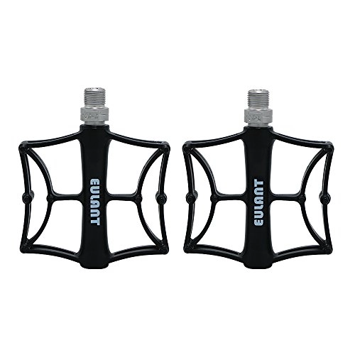 Mountain Bike Pedal : EULANT Sborter Cycling Pedals MTB Flat Pedal Road Bike Wide Bicycle Pedals Cycle Pedals 1 pair with Anti-skid Screws, 2 Sealed Bearings, Fit Most Bikes, Lightweight, Black