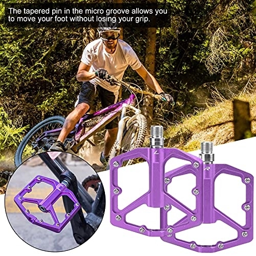 Mountain Bike Pedal : Evonecy Mountain Bike Pedals, Non‑Slip Pedals Hollow Design Micro‑groove Design Lightweight for Outdoor(Purple)