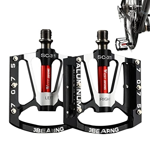 Mountain Bike Pedal : Exercise Bike Pedals, MTB Pedals Mountain Bike Pedals | 3 Bearing Non-Slip Bicycle Platform Pedals for BMX MTB, Universal 9 / 16 Inch Mountain Bike Pedals Yayou