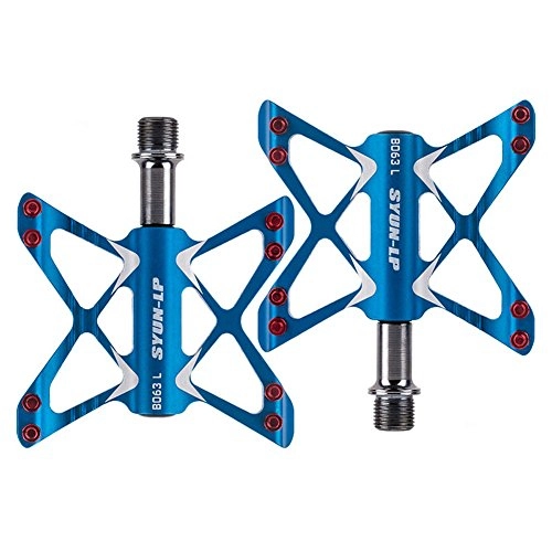 Mountain Bike Pedal : Extrbici Bike Pedal Aluminum Alloy 3 Bearings Bike Butterfly Pedaling Lightweight Flexible Mountain Road Folding Bicycle Pedal Pair 9 / 16 Inch (Blue)