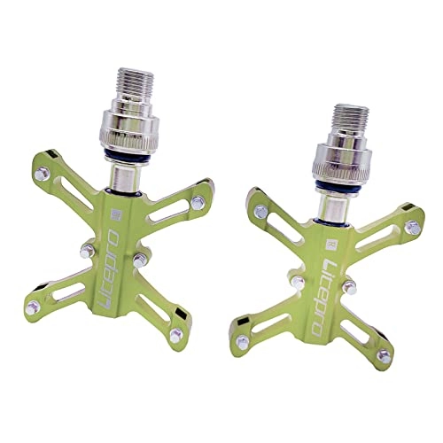 Mountain Bike Pedal : F Fityle Bike Platform Bicycle Pedals MTB Pedals, Bicycle Pedals Aluminum Alloy with Quick Release, Cycling Bike Pedals 9 / 16 inch for Mountain Road Bikes - Green
