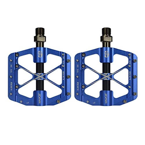 Mountain Bike Pedal : F Fityle Mountain Bike Pedals Aluminum Alloy Non-Slip 9 / 16 Inch Bicycle Platform Flat Pedals for Road Bike Mountain Bike BMX MTB Bike Replacement Parts - Blue