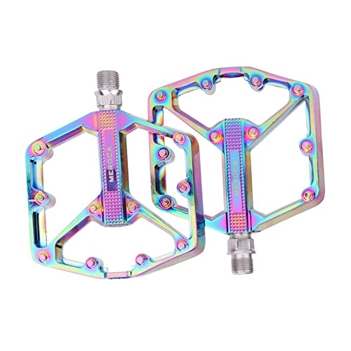 Mountain Bike Pedal : F Fityle Mountain Bike Pedals Aluminum Alloy Non-Slip 9 / 16 Inch Bicycle Platform Flat Pedals for Road Mountain BMX MTB Bike Replacement Parts - Colorful