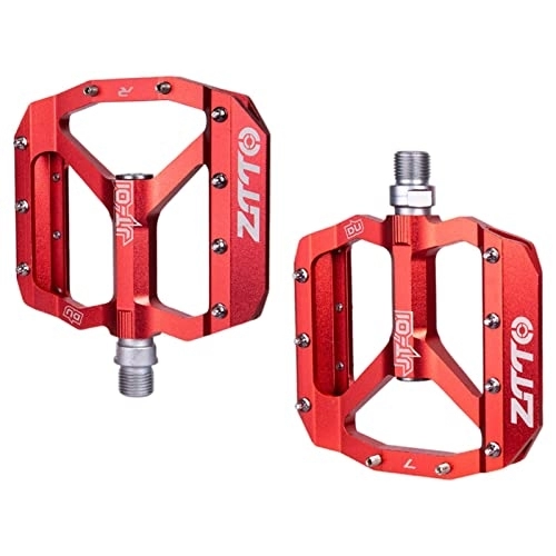 Mountain Bike Pedal : F Fityle MTB Mountain Bike Pedal Platform Flat Bicycle Pedals Aluminum Alloy Non-Slip 9 / 16" Metal Bike Pedals with Bearings, BMX, Red