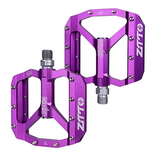 Mountain Bike Pedal : F Fityle MTB Mountain Bike Pedal Platform Flat Bicycle Pedals Aluminum Alloy Non-Slip 9 / 16" Metal Bike Pedals with Bearings for Road, BMX - Purple
