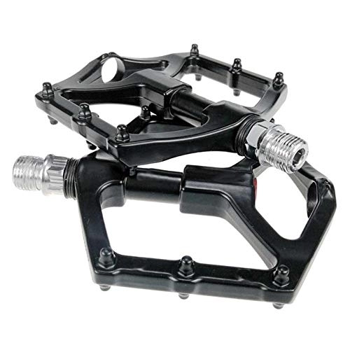 Mountain Bike Pedal : FANGLIANG Lightweight Mountain Bike Bicycle Pedals Aluminum Alloy Big Foot Fit For MTB Road Bike Bearing Pedals Bicycle Bike Adapter Parts (Color : Black)