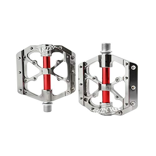 Mountain Bike Pedal : FANKUNYIZHOUSHI Bike Pedals Universal Mountain Bicycle Pedals Platform Cycling Ultra Sealed Bearing Aluminum Alloy Flat Pedals Red Silver