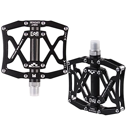 Mountain Bike Pedal : fansheng Bicycle Pedals, 1 Pair 9 / 16 Inch Axle CNC Aluminium MTB Pedals with 3 Sealed Bearings Non-Slip Pedal for E-Bike Mountain Bike Road Bike