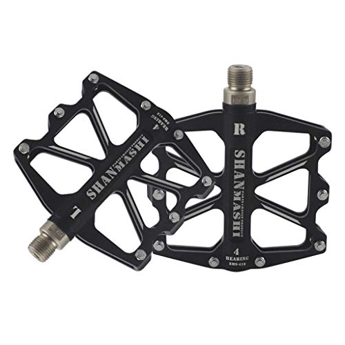 Mountain Bike Pedal : FCSW Bike Pedals, Bicycle Pedal 4 Palin Bearing Pedals Mountain Bike Bearing Pedals (color : BLACK)