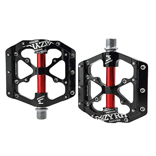 Mountain Bike Pedal : FCSW Bike Pedals, Mountain Bike Pedal Bearing Universal Road Bicycle Accessories Non-slip Aluminum Alloy Bicycle Pedal (color : BLACK)