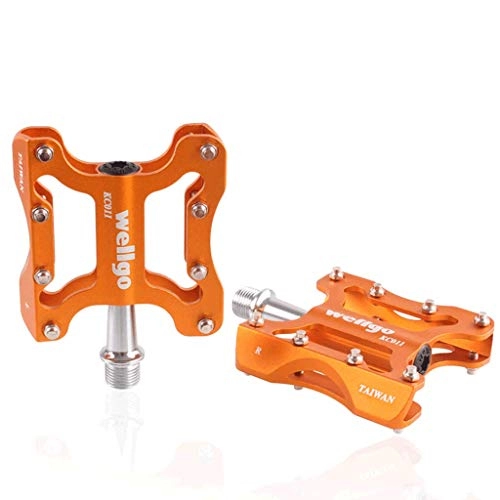 Mountain Bike Pedal : FCSW Bike Pedals, Mountain Bike Pedals Ultralight Aluminum Alloy Body Sealed Bearings Bicycle Peddles (color : ORANGE)