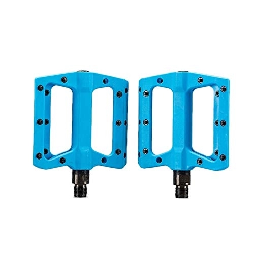 Mountain Bike Pedal : FDSJKD Mountain Bike Pedals 3 Bearing Non-Slip Lightweight Nylon Fiber Bicycle Platform Pedals for Road Bike Pedals 9 / 16Inch (Color : Blue)