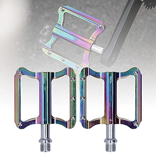 Mountain Bike Pedal : FECAMOS Mountain Cycling Bike Pedals, Electroplating Colorful MTB Pedals Bicycle Pedals Bike Pedals High Strength 2 Pcs for MTB BMX Bicycle Cycling Road Bike