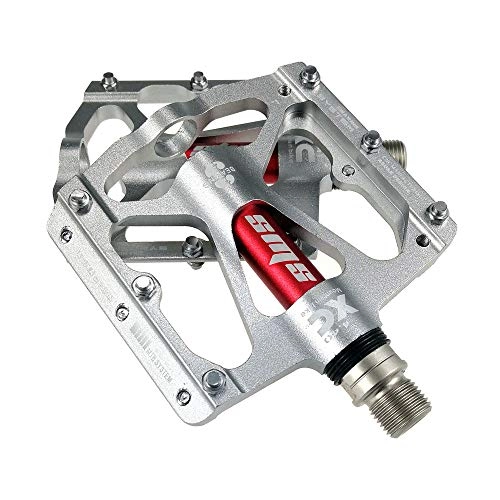 Mountain Bike Pedal : Feixunfan Bike Pedals Mountain Protects Spindle Bearings Self-sealing Surface Of The Aluminum Alloy Vehicle Road Pedal 1 5 Color Durable Skid Pedal for MTB BMX Mountain Road Bike (Color : Silver)