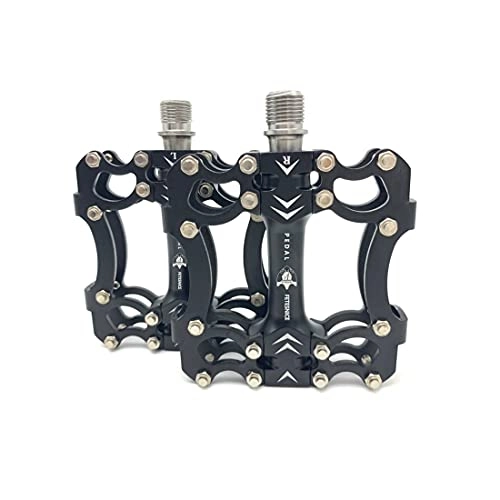 Mountain Bike Pedal : FETESNICE Upgrade Bike Pedals 9 / 16" Titanium Axis MTB BMX DH Road Bicycle Platform Pedals Cycling Pedals(Black-H)