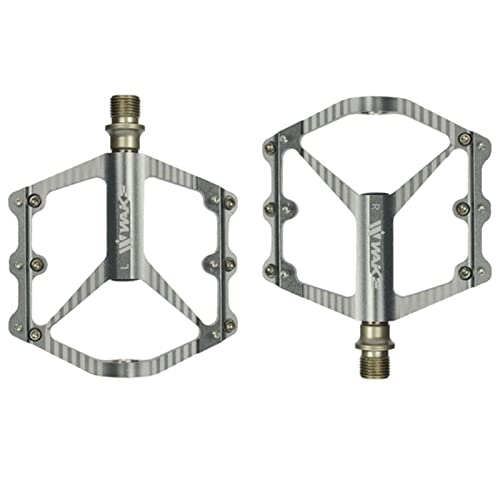 Mountain Bike Pedal : FETION Bearing Bike Pedal, 1 Pair Non-Slip Aluminum Alloy Bicycle Pedals with Dustproof Cap Wear-Resistant Mountain Bike Pedals Bicycle Parts for Outdoor / 738 (Color : Titanium)
