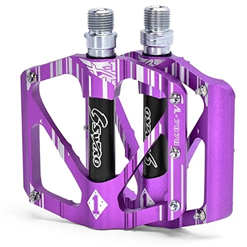 Mountain Bike Pedal : FETION Mountain Bike Pedals, Durable Bicycle Flat Pedals Lightweight Aluminum Alloy Pedals High-Strength Flat Pedals Bicycle Accessories for Road Mountain Bike / 715 (Color : Purple)