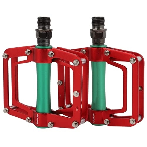Mountain Bike Pedal : FEYV Bicycle Pedals, Anodized Anti Oxidation Hollow-carved Design 18 Cleats Increase Grip Mountain Bike Pedals for Bike(Red Green)