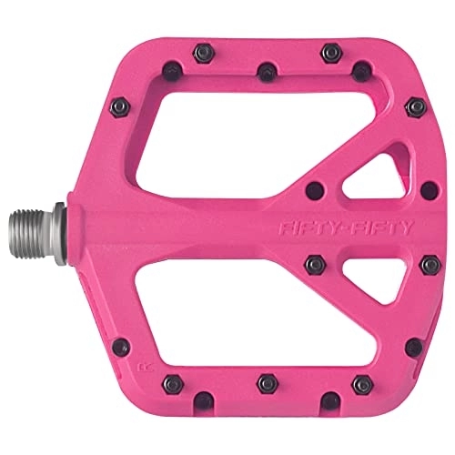 Mountain Bike Pedal : FIFTY-FIFTY Bicycle Pedals, Nylon Composite MTB Pedals, Non-Slip Mountain Bike Pedals, 9 / 16 Inch Flat Pedals for All Mountain, Enduro, Downhill, E-Bike (Pink)