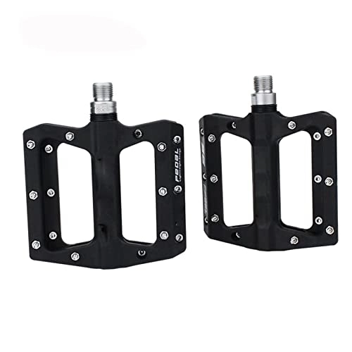 Mountain Bike Pedal : FIVENUM Bicycle Pedals Nylon Fiber Ultra-light Mountain Bike Pedal 4 Colors Big Foot Road Bike Bearing Pedals Cycling Parts (Color : Black)