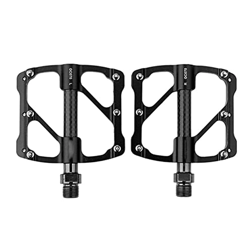 Mountain Bike Pedal : FIVENUM Bike Carbon Fiber Pedal Ultralight Three Seal Bearing Widen Non-slip With Cleats For MTB Mountain Road Bicycle Accessories (Color : Black)