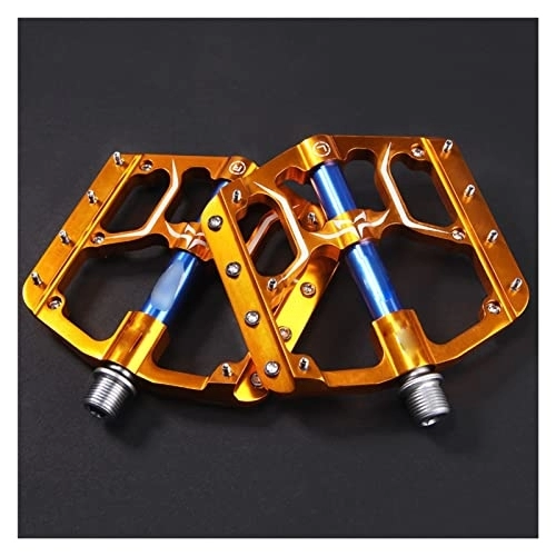 Mountain Bike Pedal : FIVENUM Flat Bike Pedals MTB Road 3 Sealed Bearings Bicycle Pedals Mountain Bike Pedals Wide Platform Accessories Part (Color : V15-Golden)
