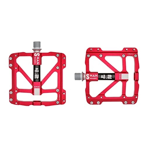 Mountain Bike Pedal : FiveShops Mountain Bike Pedals CNC Machined 9 / 16 Inch, 3 Sealed Bearings MTB Pedals Non-Slip Aluminum Bike Pedals Wide Platform Pedals for Mountain Bike, BMX, Road Bike Pedals (Color : Red)