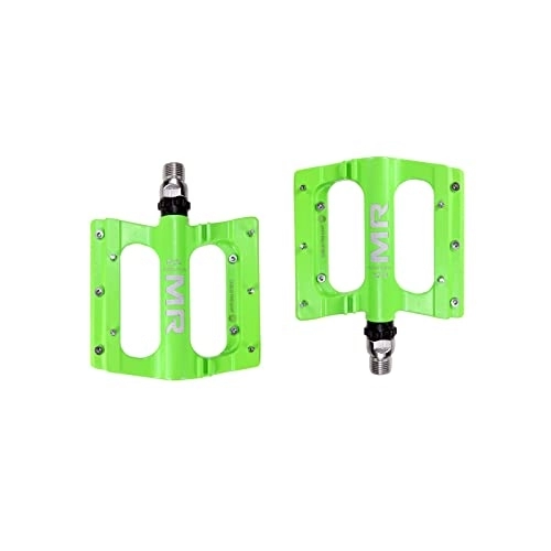 Mountain Bike Pedal : FiveShops Mountain Bike Pedals Flat Bicycle MTB Pedal 9 / 16" Lightweight luminum Alloy Strong Non-Slip Bike Sealed Bearings Pedals for Road Mountain BMX MTB Bike (Color : Green)