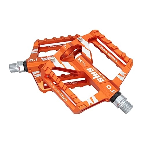 Mountain Bike Pedal : FiveShops Mountain Bike Pedals Flat Bicycle Pedals 9 / 16 Ultra-Light Aluminum Alloy Sealed Bearing with Cleats Pedals Mountain Bike Pedals for Mountain Bikes, Road Bike (Color : Orange)