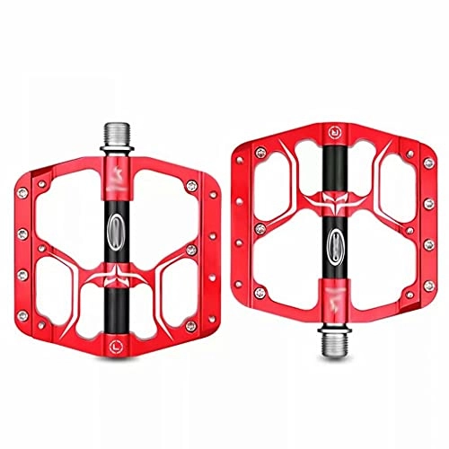 Mountain Bike Pedal : Flat Bike Pedals, Non-Slip Aluminum Alloy Platform Flat Cycle Pedals, For Mountain Bikes / Road Bicycles, Red, 10.5cm×10.2cm×1.5cm