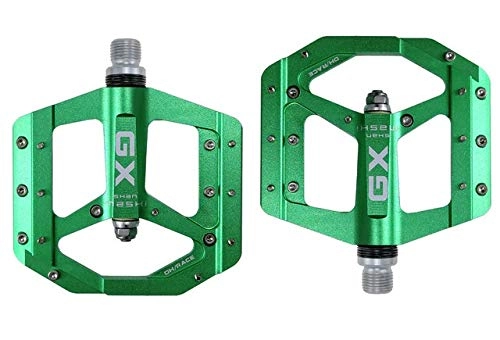 Mountain Bike Pedal : Flat foot pedal Sealed Bike Pedals CNC Aluminum Body For MTB Road Mountain Bike 3 Bearing Bicycle Pedal parts (Color : Green)