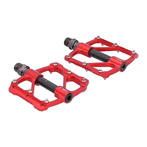 Mountain Bike Pedal : Flat Pedals, CNC Machined MTB Pedals Lightweight with Anti‑Slip Nails for Road Mountain BMX MTB Bike(Red)