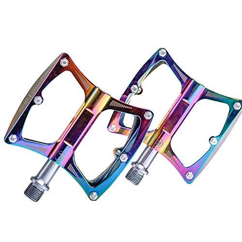 Mountain Bike Pedal : FLBTY Bicycle Pedals, Aluminum Alloy Bearings, Mountain Pedal Anti-skid Colorful Pedal Accessories, Aluminum Alloy Body High Strength and Light Weight