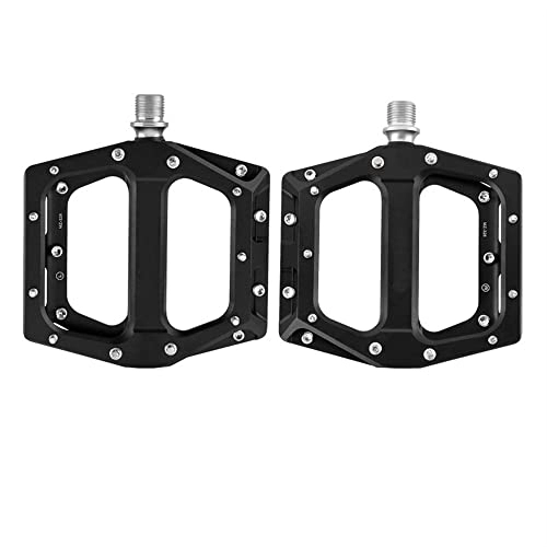 Mountain Bike Pedal : FLOSHO Mountain Bike Pedals MTB Pedal Aluminum Bicycle Wide Platform Flat Pedals 9 / 16" Sealed Bearing Bicycle Pedals Motorbike Footrests (Color : MZ-326 black)