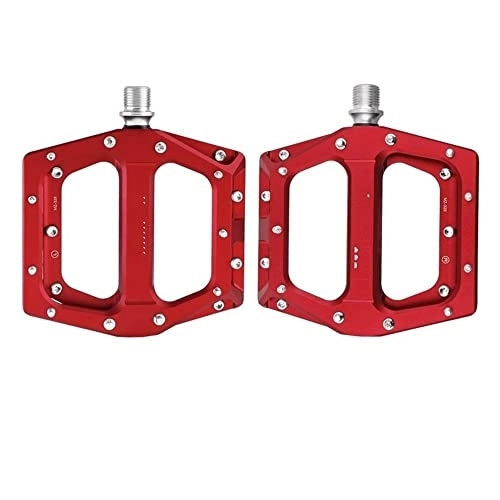 Mountain Bike Pedal : FLOSHO Mountain Bike Pedals MTB Pedal Aluminum Bicycle Wide Platform Flat Pedals 9 / 16" Sealed Bearing Bicycle Pedals Motorbike Footrests (Color : MZ-326 red)