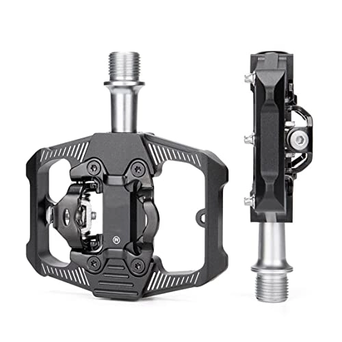 Mountain Bike Pedal : FMOPQ Mountain Bike Pedals Aluminum Alloy Pedals Dual Function Flat Bottom and SPD Pedals 3 Sealed Bearing Platform Pedals