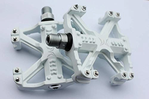 Mountain Bike Pedal : Folding bike pedals, Aluminum Antiskid Durable Bicycle Cycling Pedals, Mountain Bike Integrated Anti-Slip Aluminum Foot Pedal-White