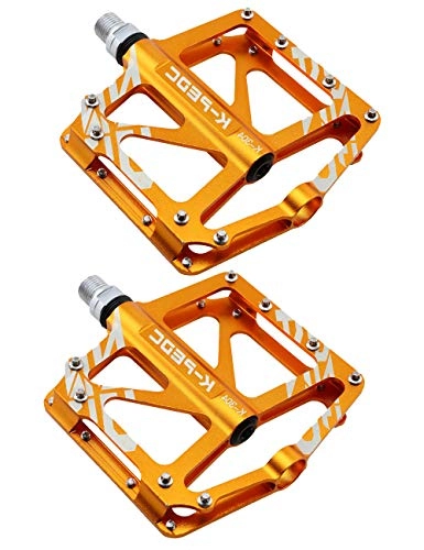 Mountain Bike Pedal : Folding bike pedals, Aluminum Antiskid Durable Bicycle Cycling Pedals, Road Bike Aluminum Stud Design Wide Face Pedal-Gold