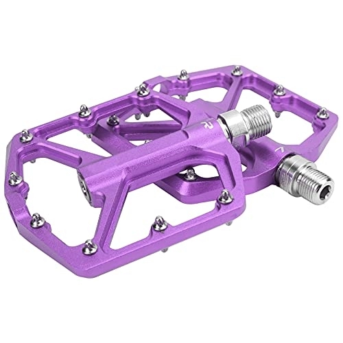 Mountain Bike Pedal : FOLOSAFENAR Bicycle Flat Pedals, 1 Pair Non‑Slip Pedals Micro‑groove for Mountain Bikes / Road Bikes(Purple)